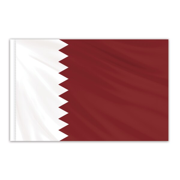 Global Flags Unlimited Qatar Indoor Nylon Flag 5'x8' with Gold Fringe 202755F